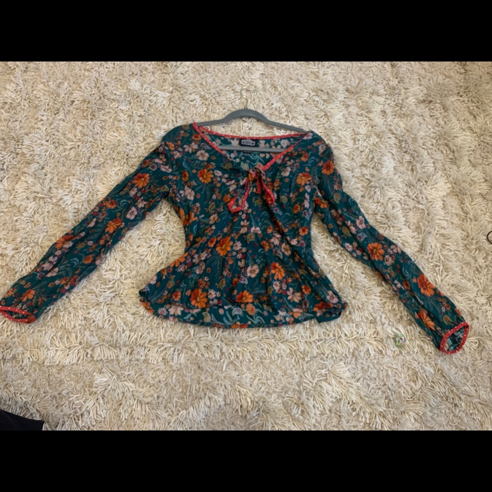 Hunter Green Floral Top